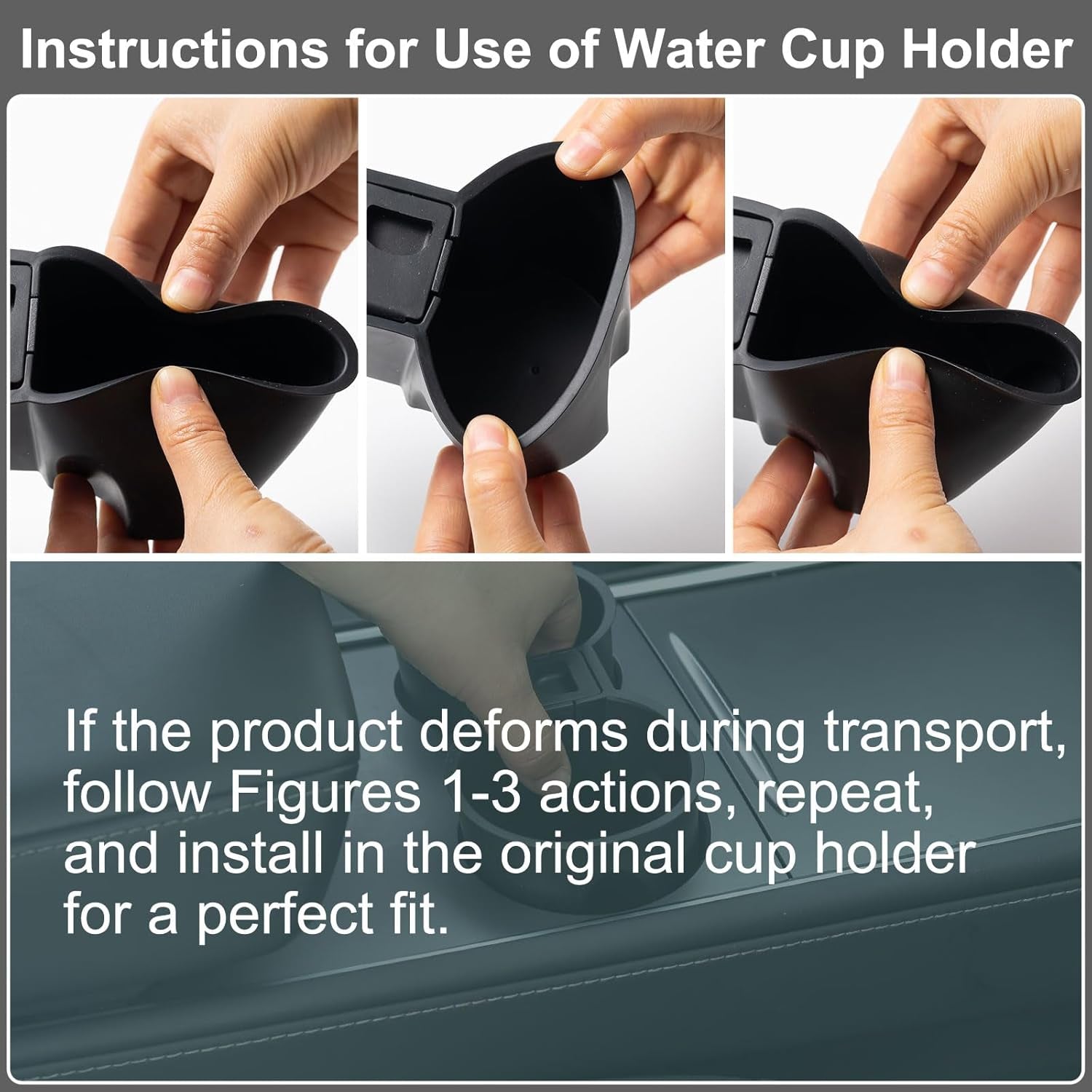 Cup Holder Insert for Tesla Model Y 2023, Upgraded Cup Holder Insert Compatible with Tesla Model 3 Model Y 2023 2022 2021, Leakproof Silicone Center Console Cup Holder, 1PCS (Black)