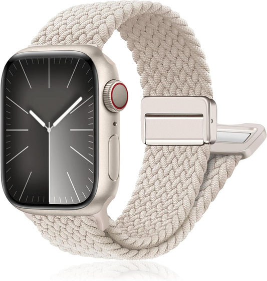 Magnetic Braided Stretchy Loop - Compatible with Apple Watch Band 42Mm 46Mm 40Mm 41Mm 44Mm 45Mm 38Mm Ultra/2 49Mm Women Men,Elastic Woven Fabric Nylon Strap for Iwatch Ultra Series 10 9 8 7 6 5 4 3 SE