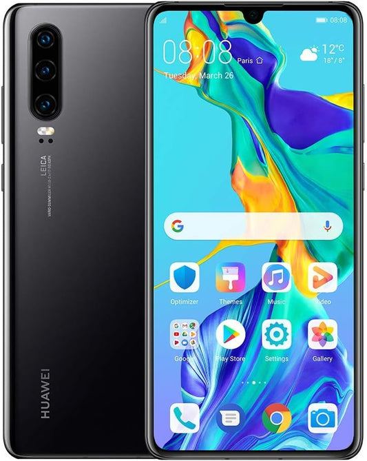 P30 128GB+6GB RAM (ELE-L29) 6.1" LTE Factory Unlocked GSM Smartphone (International Version) (Black) (Renewed)