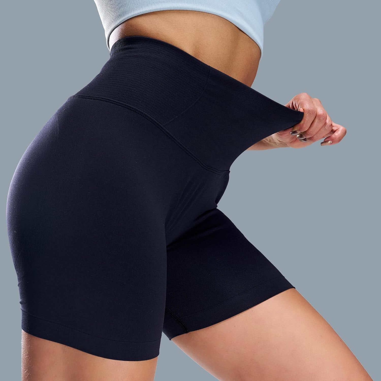 Women'S Seamless High Waist Tummy Control Intensify Fitness Athletic Running Yoga Gym Shorts