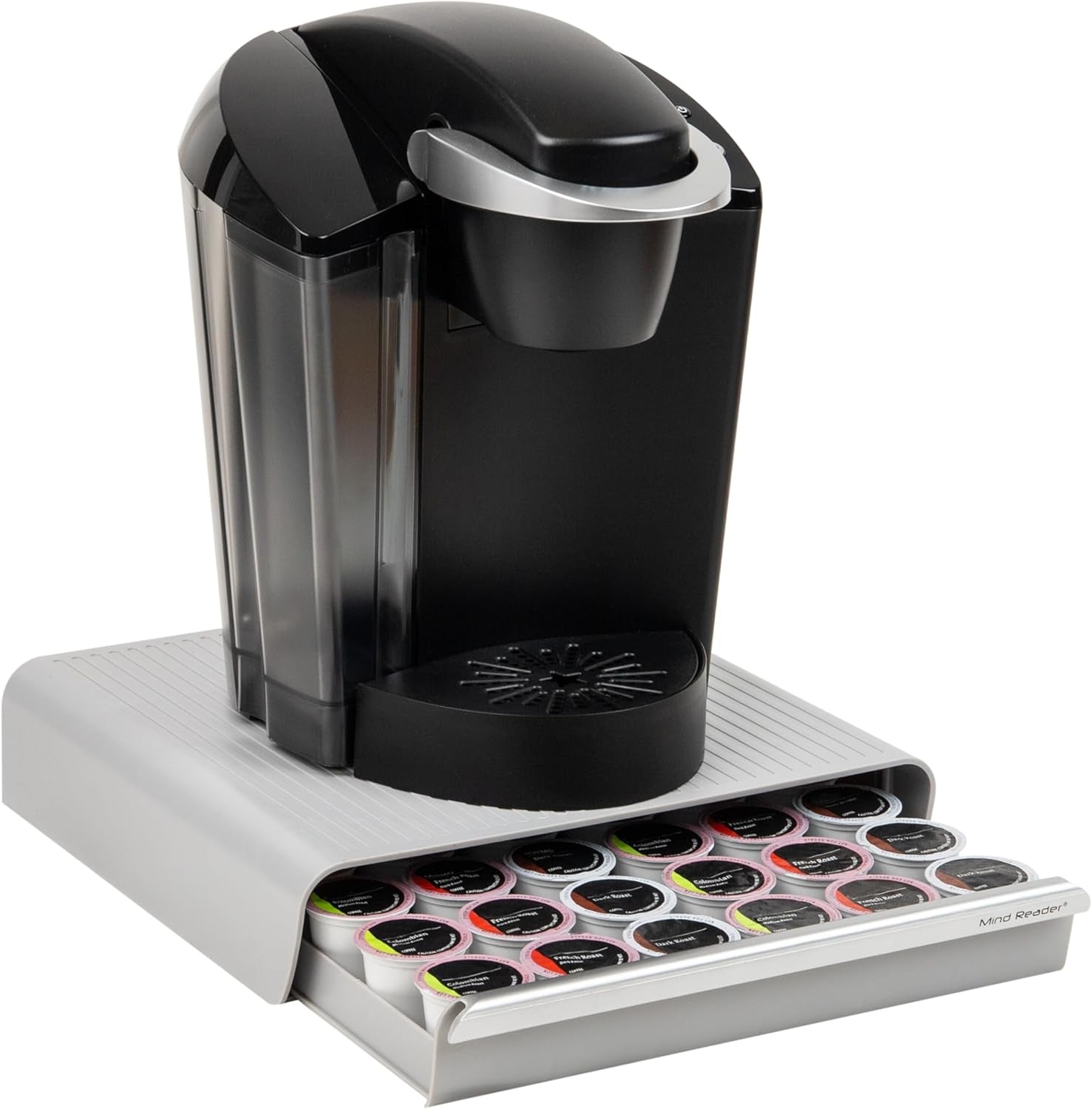 Single Serve Coffee Drawer, 36 Pod Capacity Countertop Organizer, Breakroom, 12.75" L X 13" W X 3" H, One Size, Black