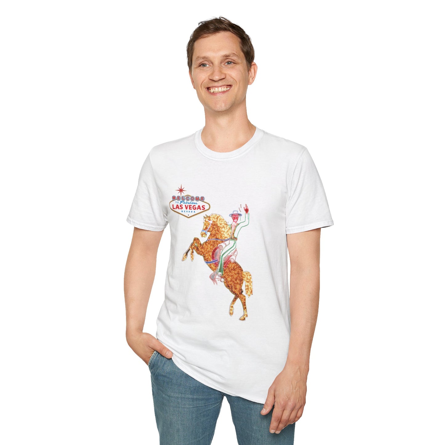 Las Vegas, Las Vegas Boulevard State Scenic Byway, Hacienda Horse and Rider Unisex Softstyle T-Shirt