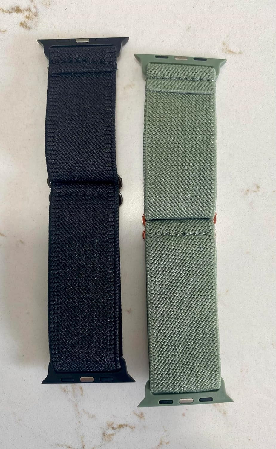 2 Pack Adjustable Elastic Nylon Smart Watch Band 42 to 49 Mm Green Black Compatible with Apple Watch