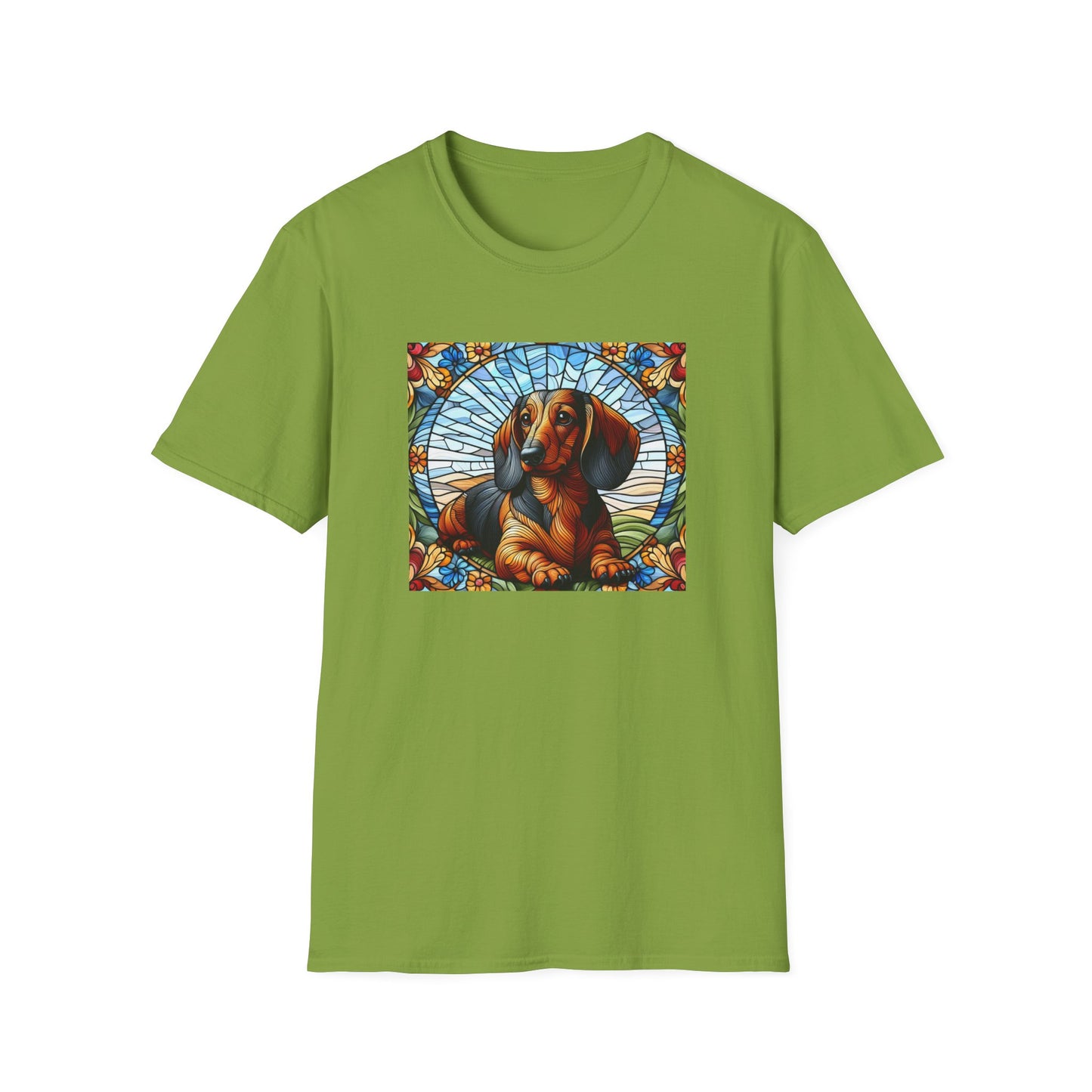 Dachshund Stained Glass Unisex Softstyle T-Shirt