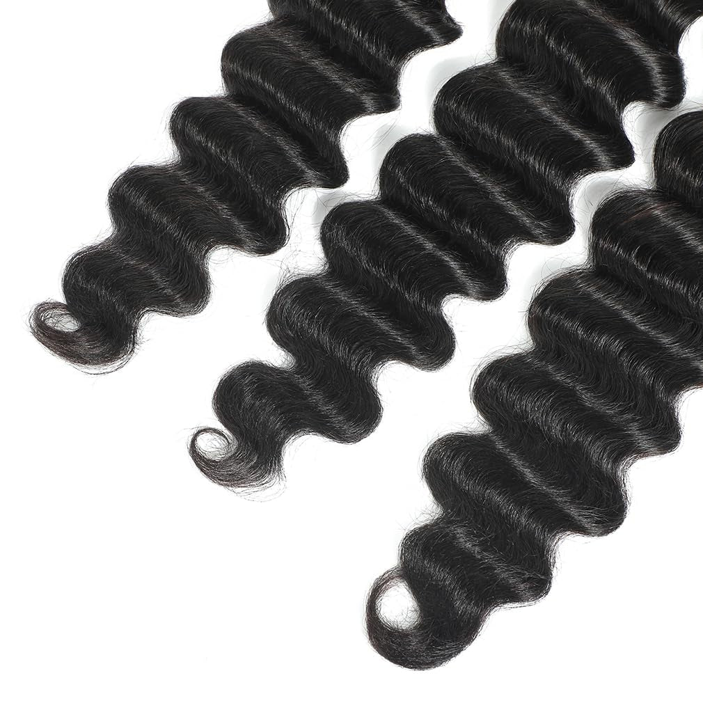 Brazilian Loose Deep Wave Bundles Human Hair 100% Human Hair Bundles 18 20 22 Inches 12A Brazilian Virgin Remy Hair Bundles Deal Human Hair Natural Color 100% Human Hair Extensions for Women