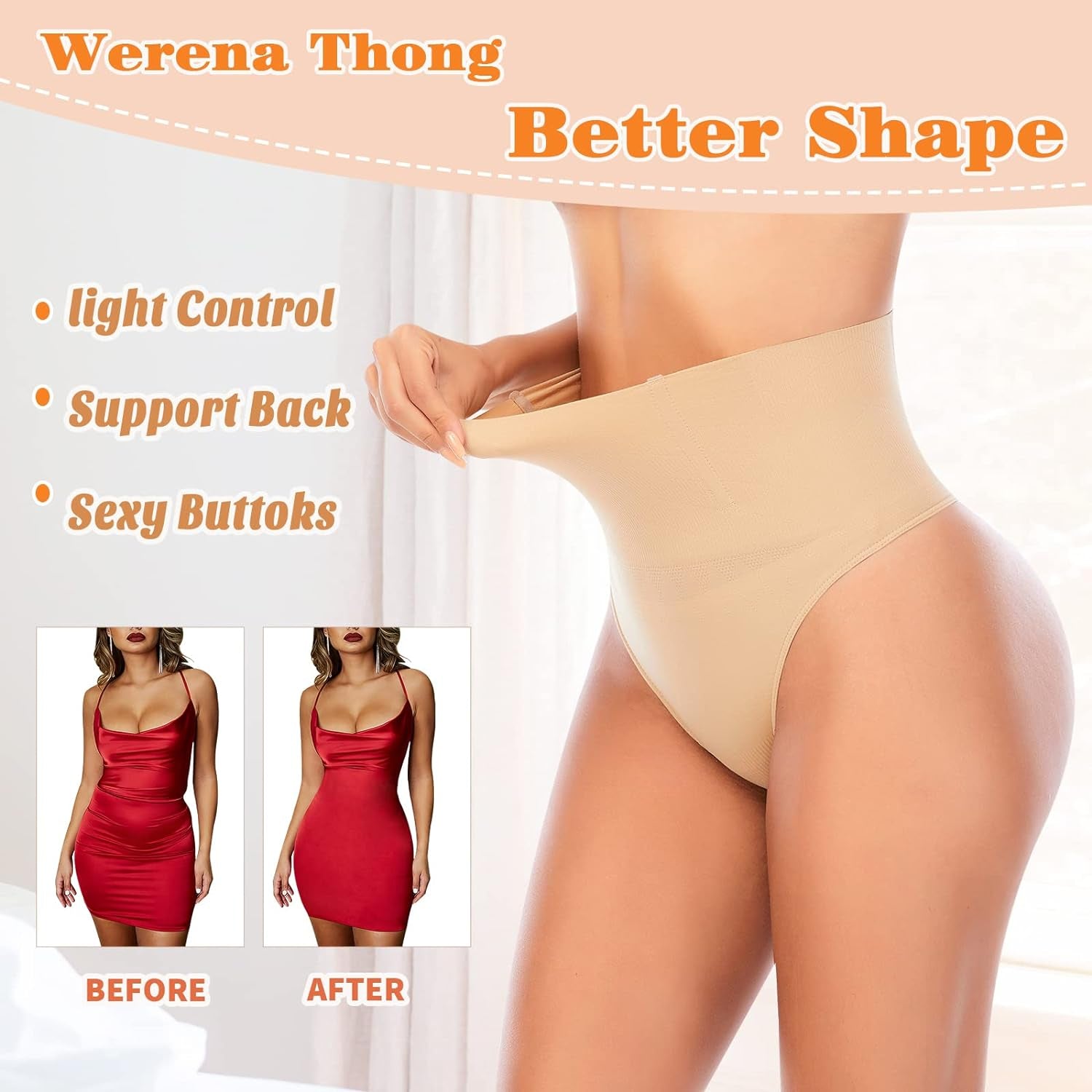 Tummy Control Thong Shapewear for Women Seamless Shaping Thong Panties Body Shaper Underwear