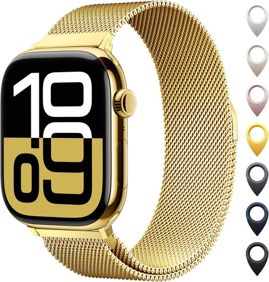 Stainless Steel Mesh Loop Compatible with Apple Watch Band 38Mm 40Mm 41Mm 42Mm 44Mm 45Mm 46Mm 49Mm Women Men, Magnetic Clasp Replacement Strap for Iwatch Series Ultra SE 10 9 8 7 6 5 4 3 2 1