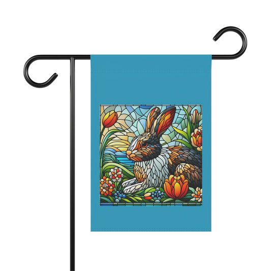 Stained Glass Rabbit Garden Banner – Colorful Decor for Spring Holidays