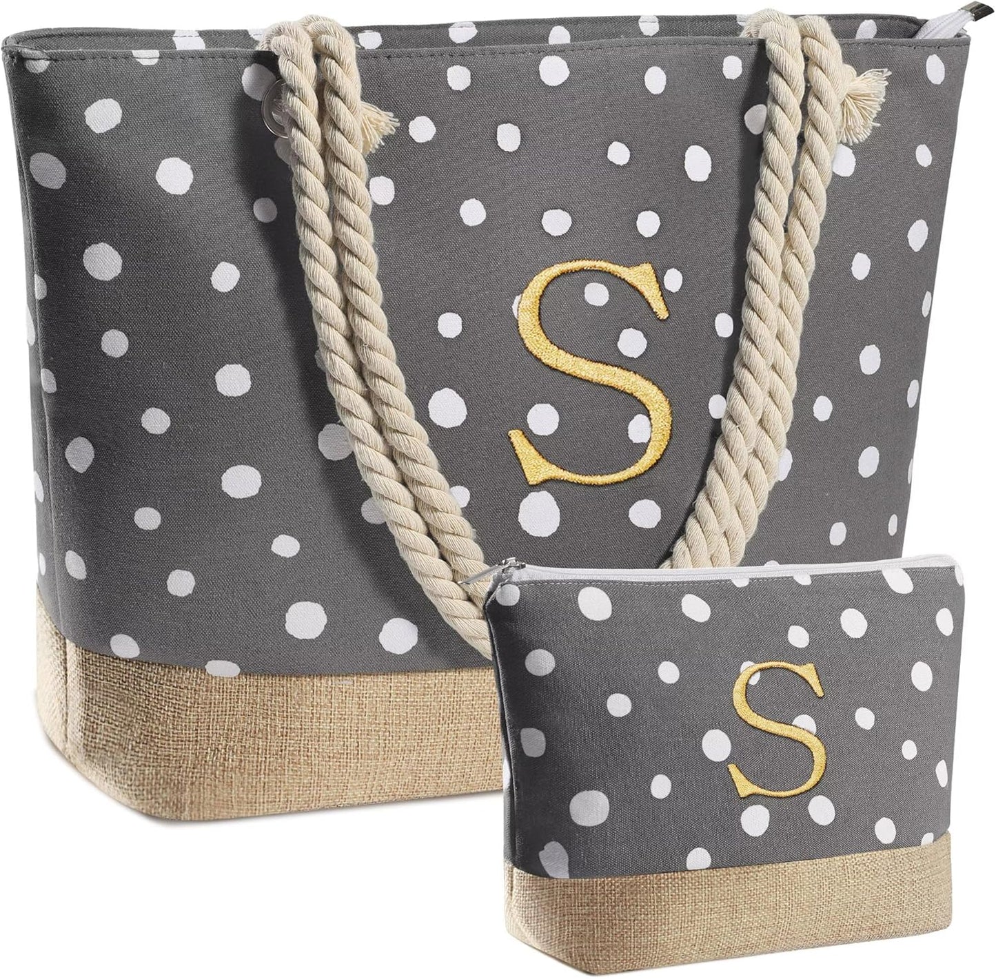 Gifts for Women - Personalized Birthday Gifts for Mom Friend, Travel Gifts Beach Tote Bag & Makeup Bag