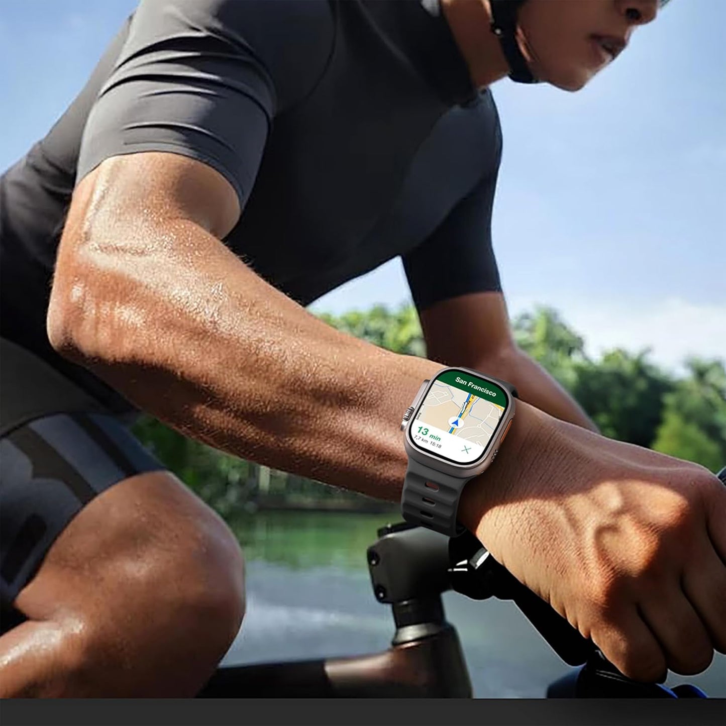 Sport Bands Compatible with Apple Watch Ultra 2/Ultra Band, Compatible with Apple Watch Bands for Men 49Mm 45Mm 44Mm 42Mm, Soft Silicone Waterproof Strap for Iwatch Series 9 8 7 6 5 4 SE 3 2 1