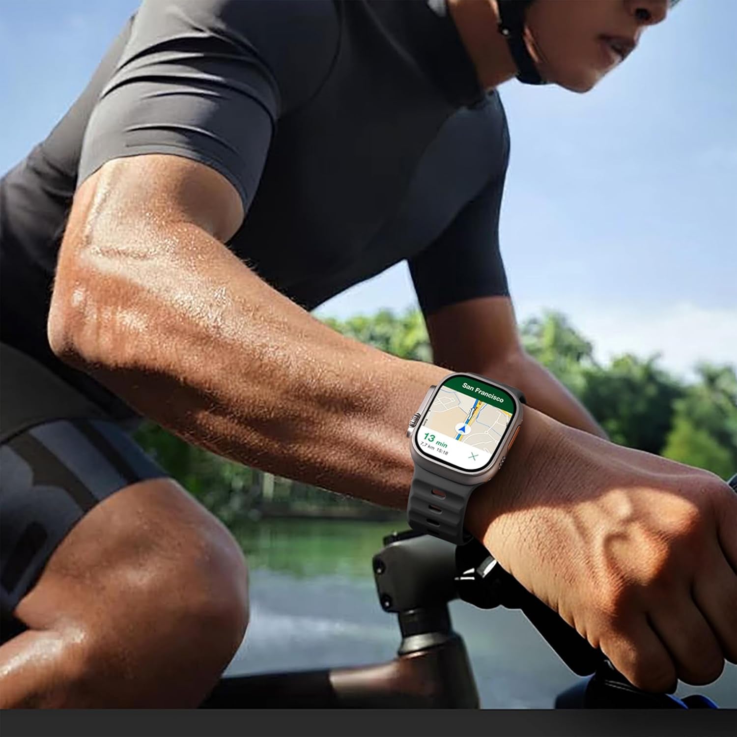 Sport Bands Compatible with Apple Watch Ultra 2/Ultra Band, Compatible with Apple Watch Bands for Men 49Mm 45Mm 44Mm 42Mm, Soft Silicone Waterproof Strap for Iwatch Series 9 8 7 6 5 4 SE 3 2 1