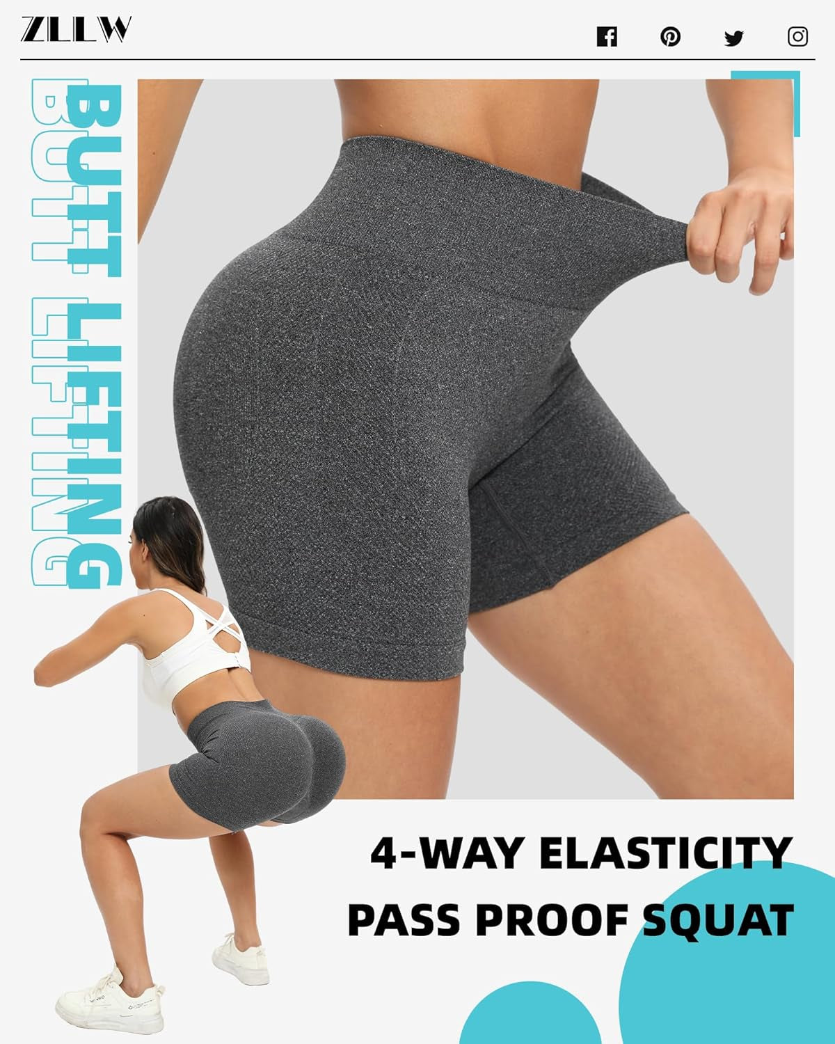 Scrunch Butt Lifting Workout Shorts for Women, Seamless High Waisted Contour Gym Yoga Biker Shorts
