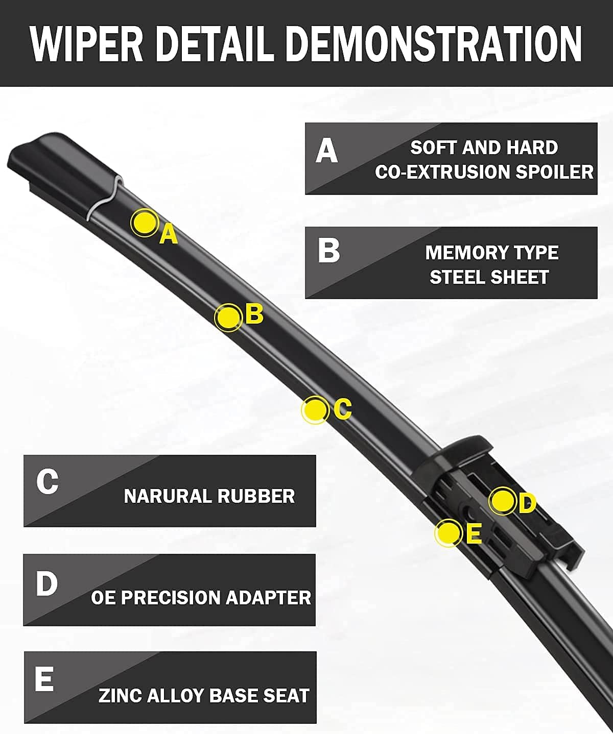 2 Factory Wiper Blades Replacement for Silverado Sierra 04/03/2014-2018 Original Equipment Windshield Wiper Blades Set - 22"+22" (Set of 2) Top Lock