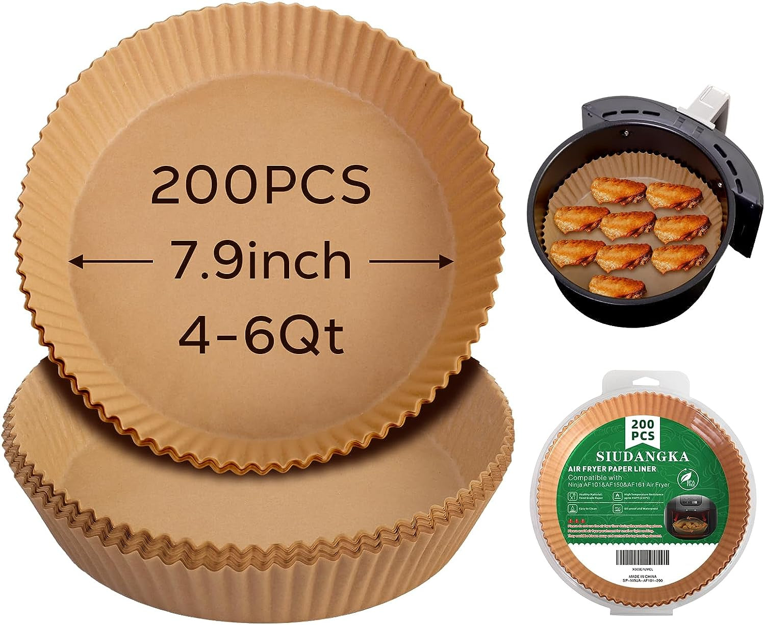 Air Fryer Liners for Ninja Air Fryer, 100 Pcs Air Fryer Disposable Paper Liner Air Fryer Accessories for Ninja AF101 Air Fryer Ninja Af150Air Fryer XL Ninja AF161
