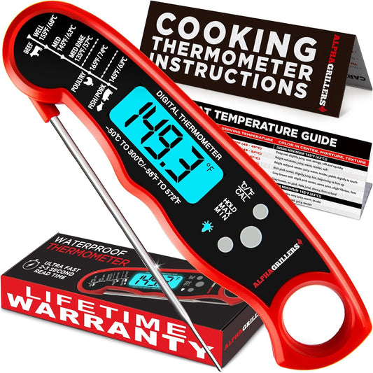 Meat Thermometer Digital - Instant Read Food Thermometer for Cooking Grilling Air Fryer Griddle Probe Kitchen Gadgets Essentials BBQ Accessories Grill Gifts for Men Him Dad Fathers Day
