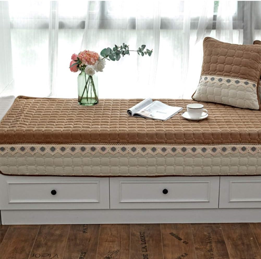 Bay Window Cushion Seat Indoor, Farmhouse Window Seat Cushions Indoor for Bedroom, Non Slip Pads/Bay Window Sill Bench Cushions, 27.55 X 70.86 Inches, Chocolate