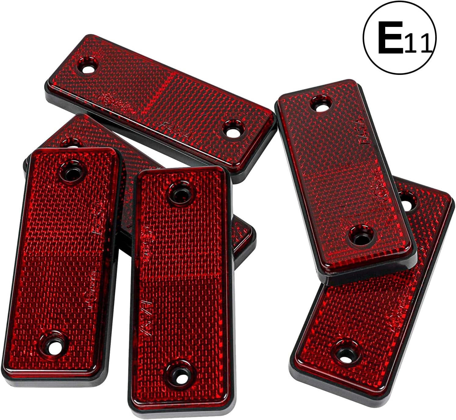 10 Pack Red Screw on Rectangular Reflectors, E11 Approval Road Safety Gate Posts Rear Reflectors for Trailer Caravan Truck Tractor Boat Lorry Motorcycle Fence Gate Post TRUCK DRIVER