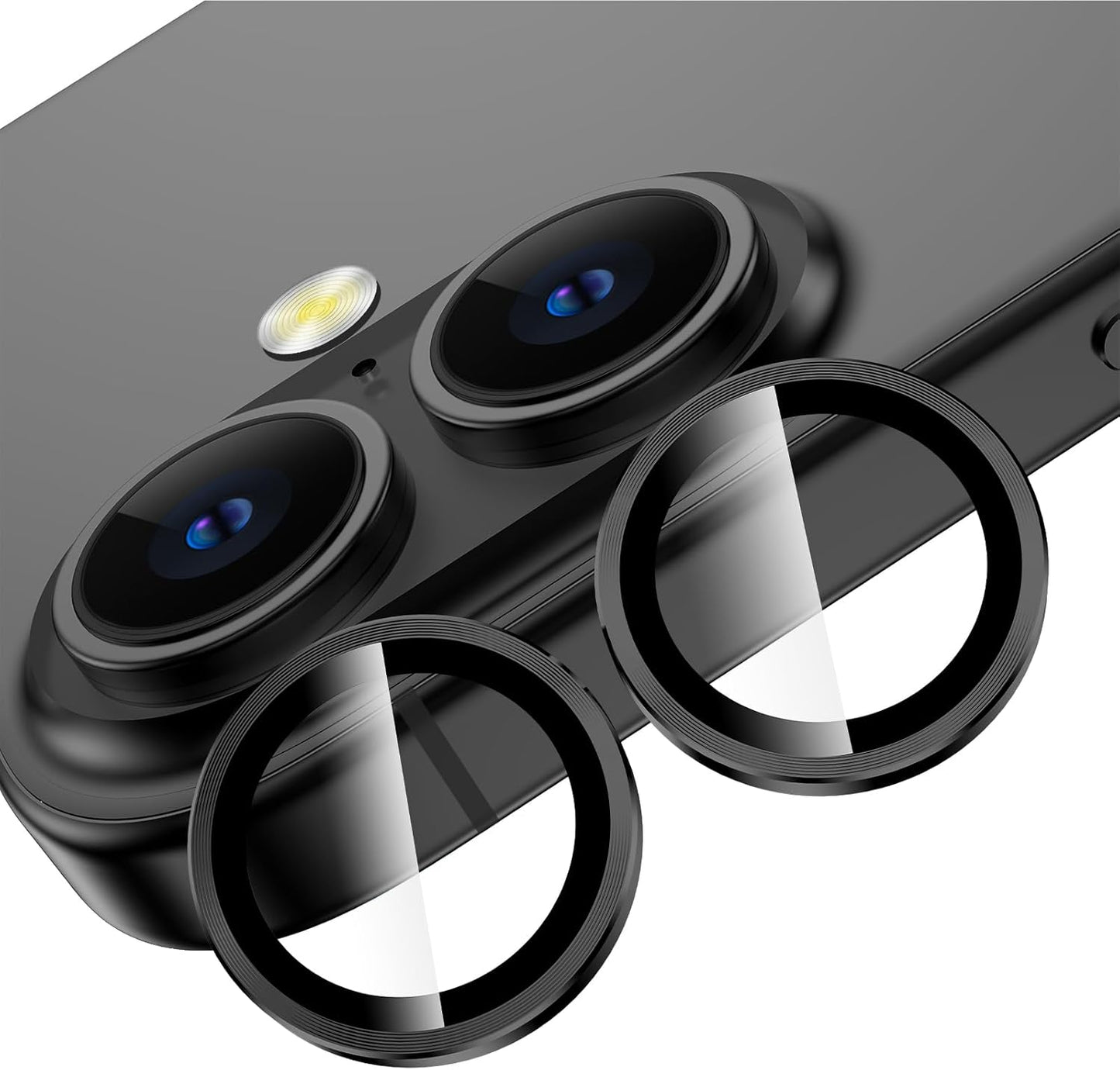 for Iphone 16 Plus/Iphone 16 Camera Lens Protector, Individual anti Scratch Metal Ring Tempered Glass Camera Screen Protector for Iphone 16 Accessories, Case Friendly (Teal)