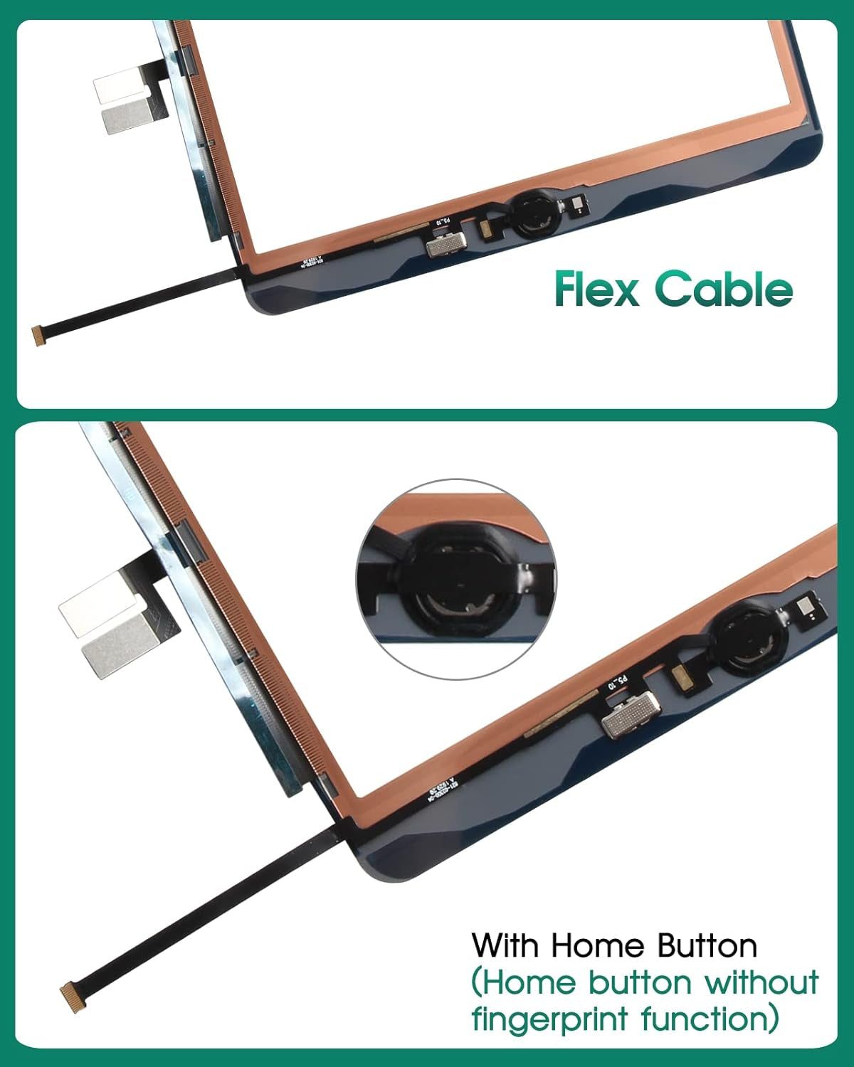 For Ipad 9Th Gen Generation Touch Screen for Ipad 9 A2602 Screen Replacement for Ipad 10.2 2021 Digitizer A2603 A2604 A2605 Glass Sensor Panel (With Home Button) (Black)