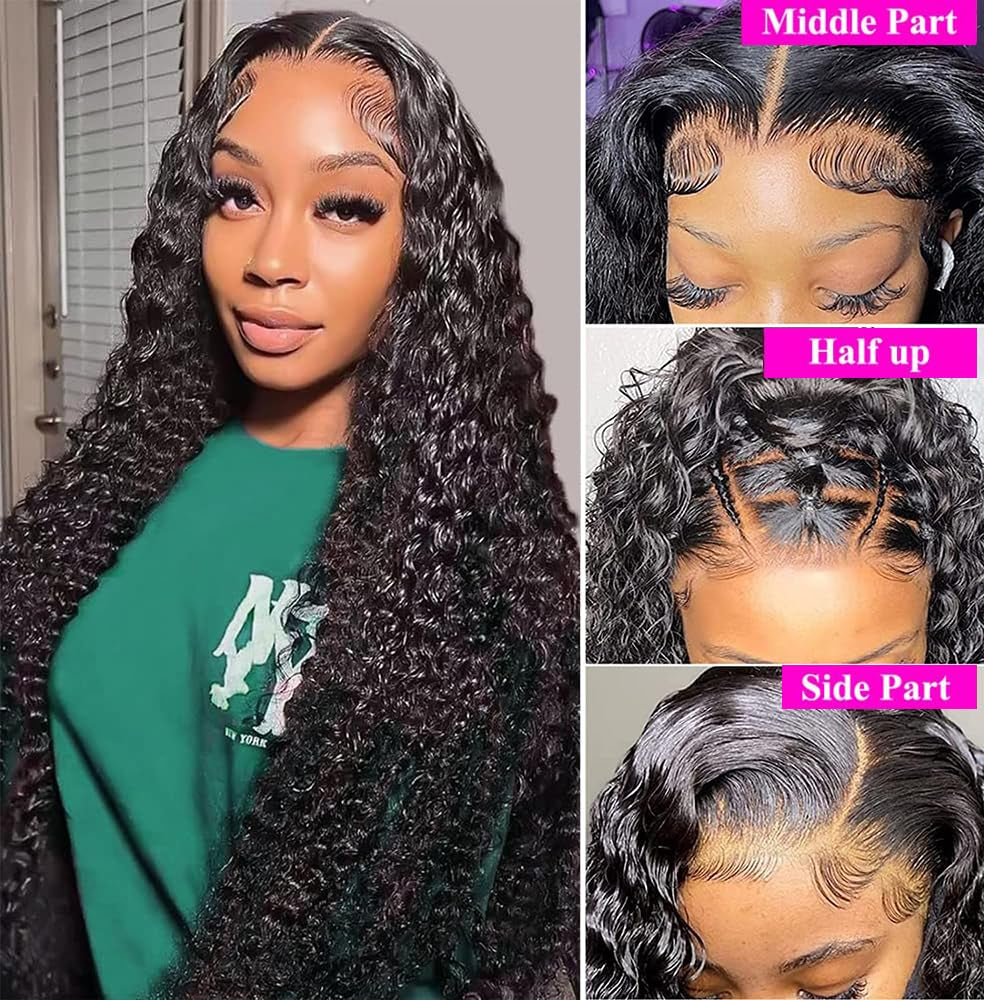 12A Deep Wave Bundles Human Hair 20 22 24Inch Brazilian Deep Wave Curly 3 Bundles Human Hair Bundles 100% Unprocessed Virgin Wet and Wavy Bundles Double Weft Deep Wave Hair Bundles Natural Black