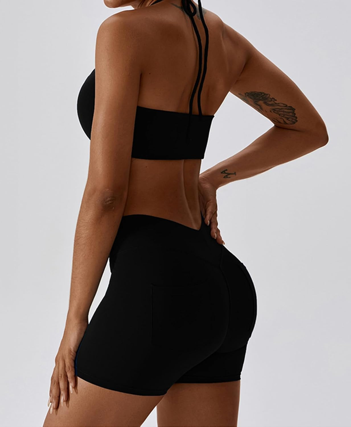 V Back Scrunch Butt Workout Shorts for Women High Waisted Lifting Booty Gym Yoga Biker Shorts