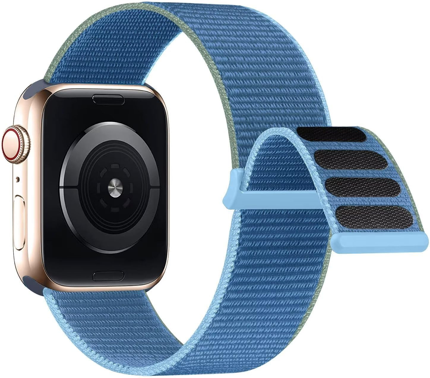 Compatible with Apple Watch Band 49MM 45MM 44MM 42MM 41MM 40MM 38MM, Women Men Sport Nylon Loop Strap for Iwatch Series Ultra 8 7 6 5 4 3 2 1 SE (38/40/41Mm,Azure)