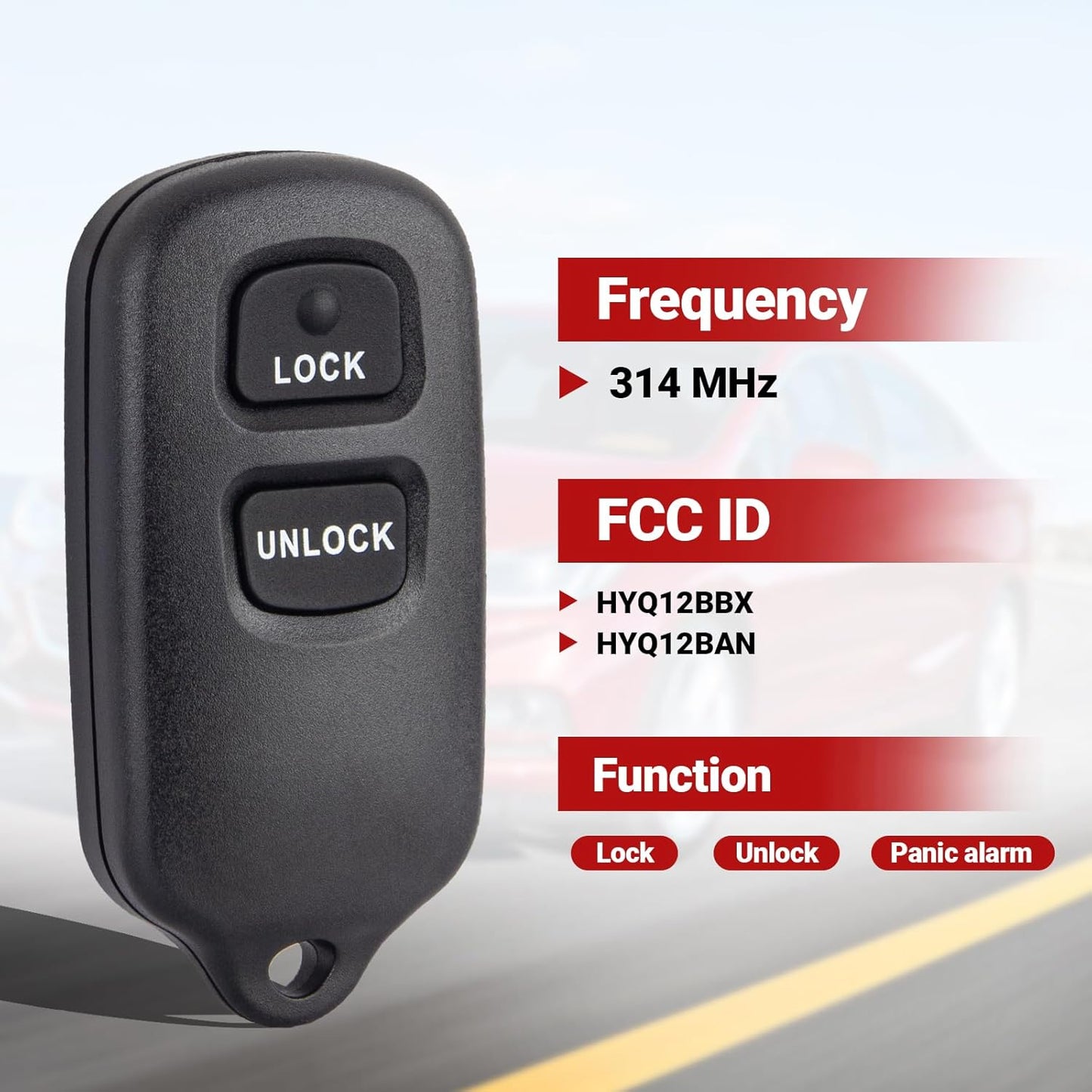 Key Fob Keyless Entry Remote Control Compatible with Toyota Tundra Rav4 Highlander Celica Echo Yaris Prius FJ Cruiser/Scion Xa Xb Car Key Replacement for HYQ12BBX HYQ12BAN