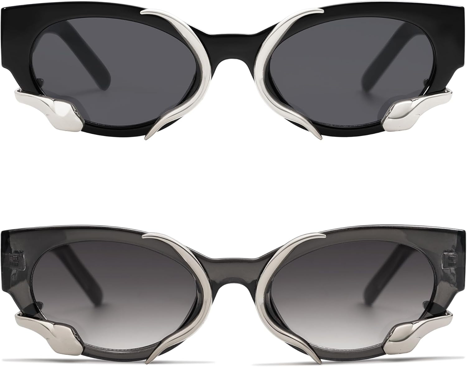 Trendy Sunglasses for Women Men Vintage Narrow Cateye Metal Snake Sunnie Y2K Accessories AP3621