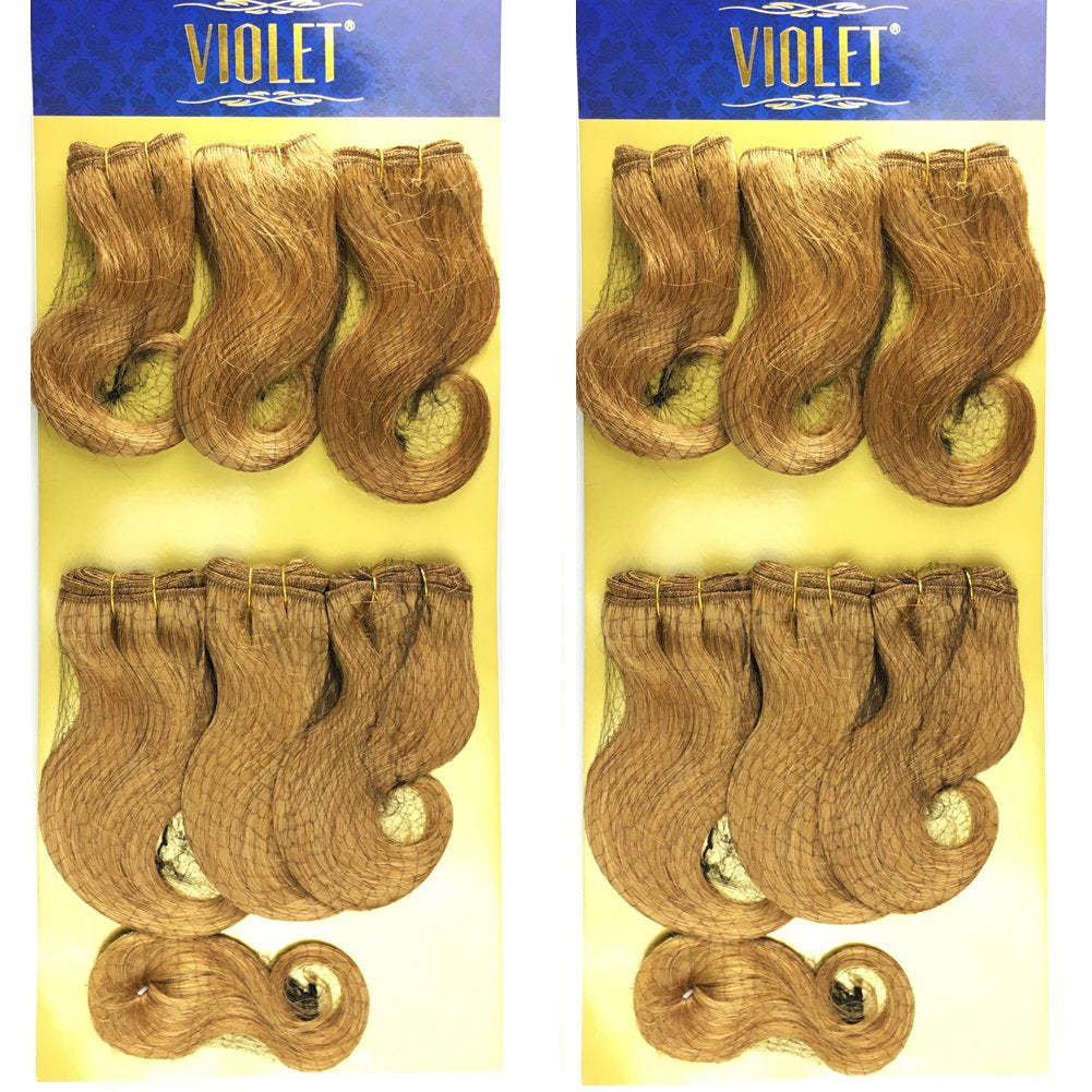 Beauty Brazilian Virgin Short Hair Extensions Honey Blonde Body Wave Bundles with Closure 8 Inch Bob Weave Human Hair