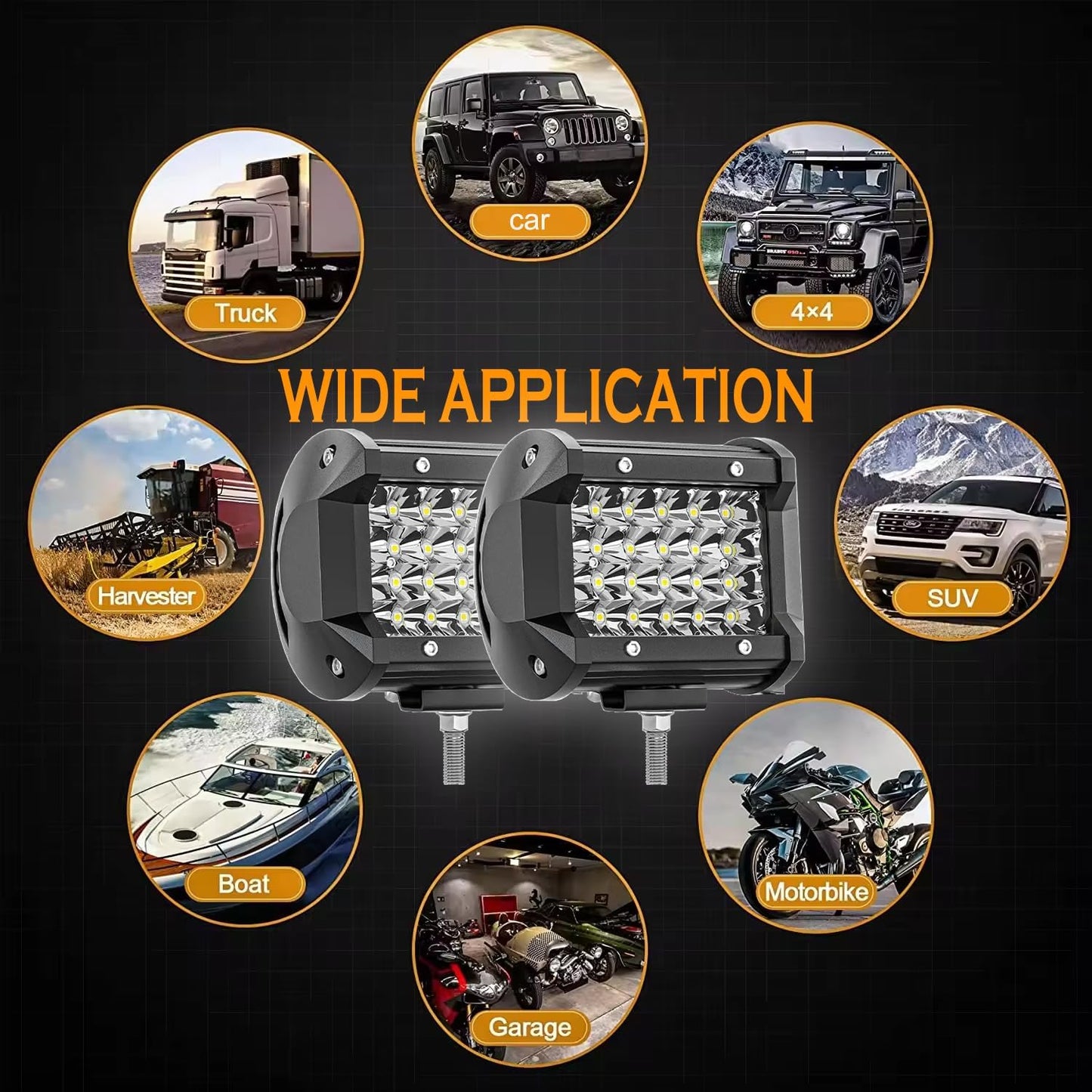 LED Pods 10PC 72W LED Light Bar 12/24V LED Work Light Square LED off Road Lights Cube LED Lights for Service Truck ATV UTV Boat Pickup Golf Cart Snow Blower