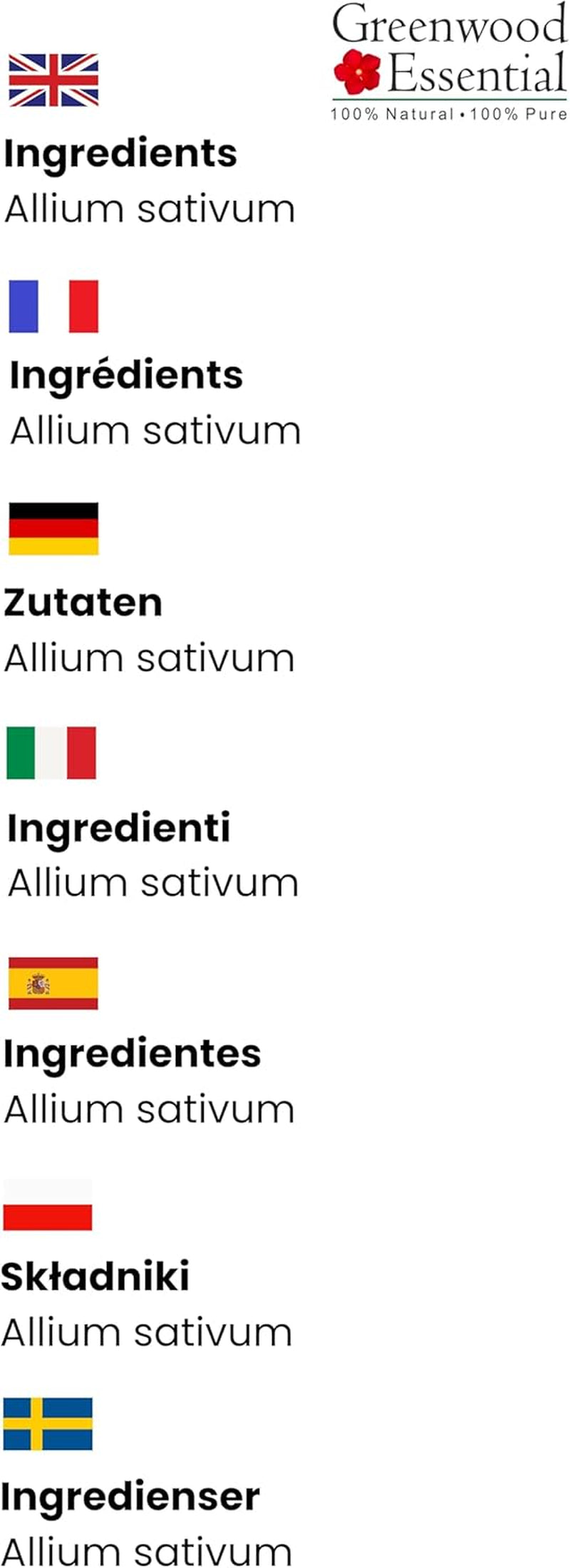 Pure Garlic Essential Oil (Allium Sativum) with Glass Dropper Steam Distilled 5Ml (0.16 Oz) TLBH