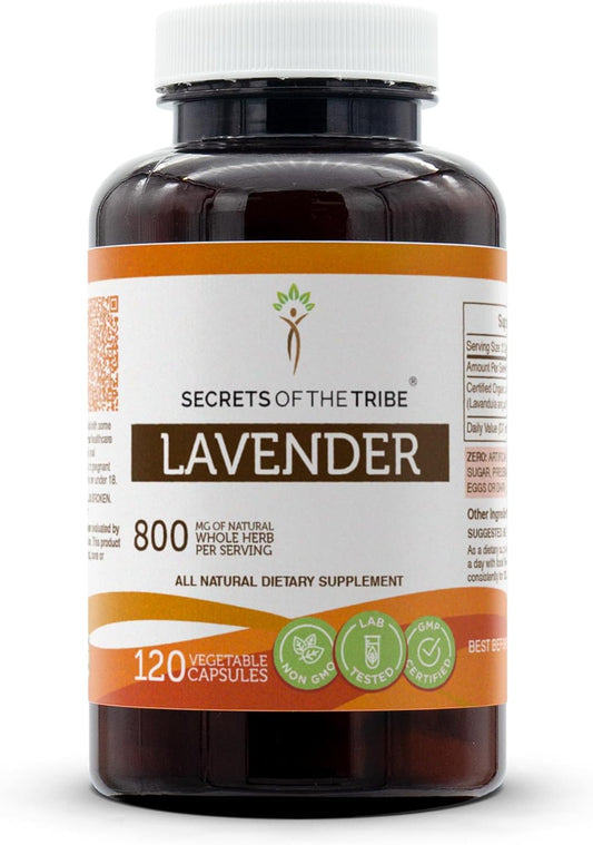 Lavender 120 Capsules, 800 Mg, Lavender (Lavandula Angustifolia, Lavandula X Intermedia) Dried Flowers (120 Capsules) TLBH