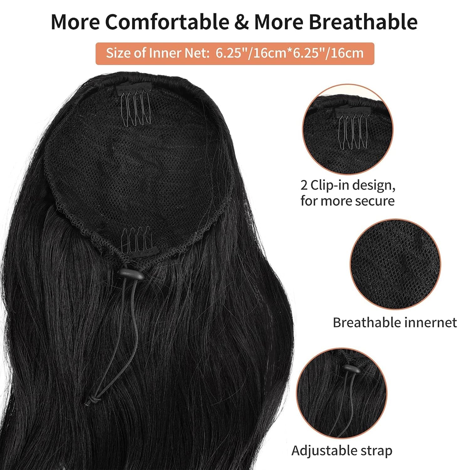 14Inches Curly Drawstring Ponytail Extension for Black Women, Black Hair Ponytail Hair Piece Extension 1B Ponytail Drawstring Weave Clip on Ponytails for Black Women Spiral Curl Ponytail