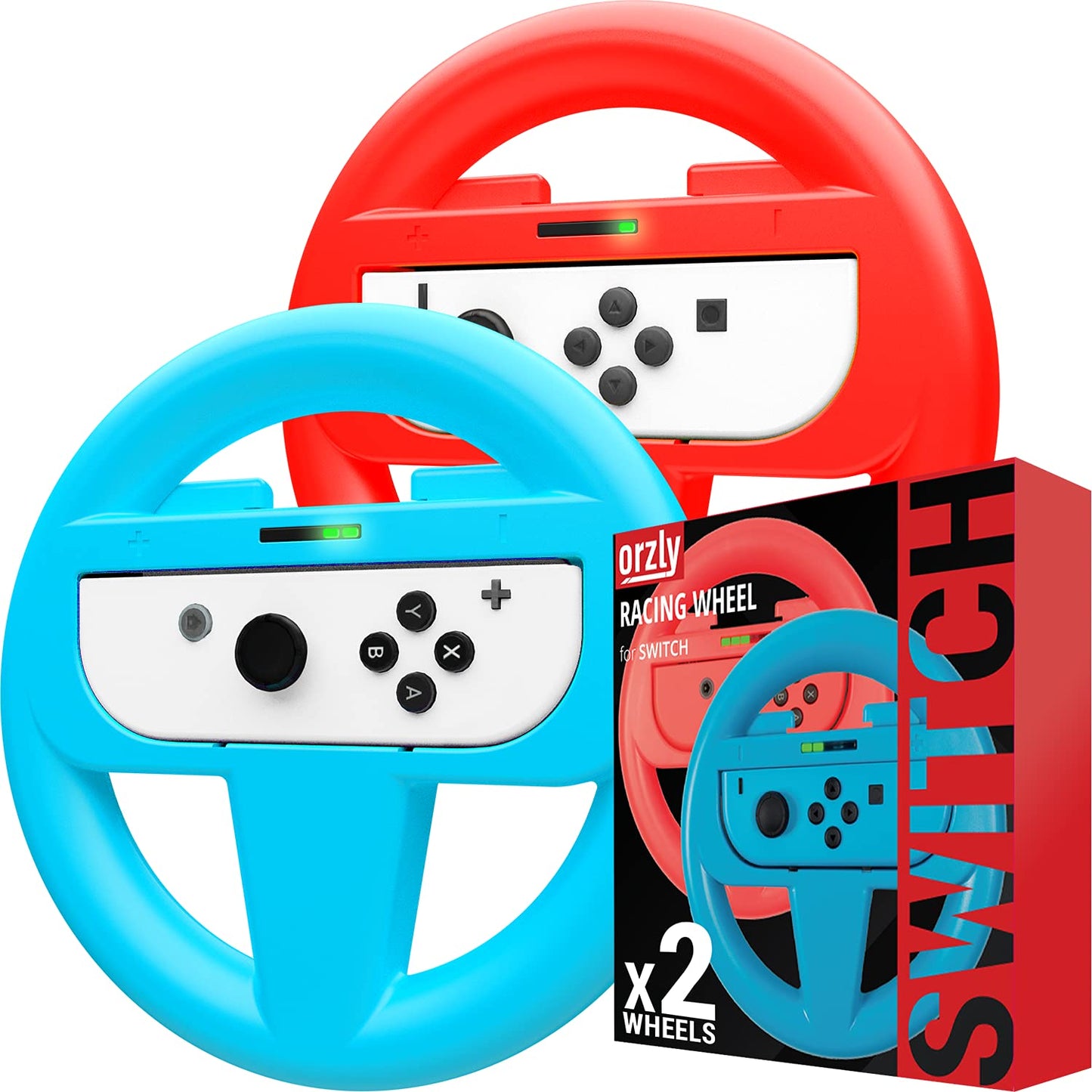 Steering Wheels for Nintendo Switch & OLED Console Joycons, Racing Wheels for Mario Kart 8 Deluxe [Mariokart Switch Steering Wheel Joycon Controller Attachment Accessories]-Twin Pack [2X Black]