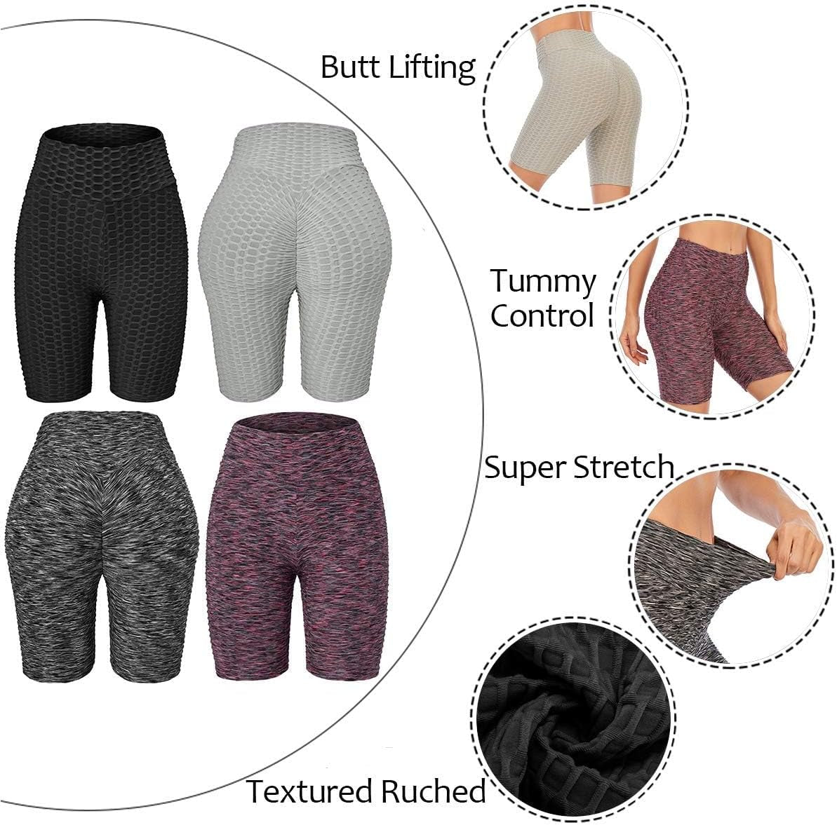 Women TIK TOK Leggings Shorts Butt Lift Scrunch Textured Leggings Workout Running Beach Hot Shorts