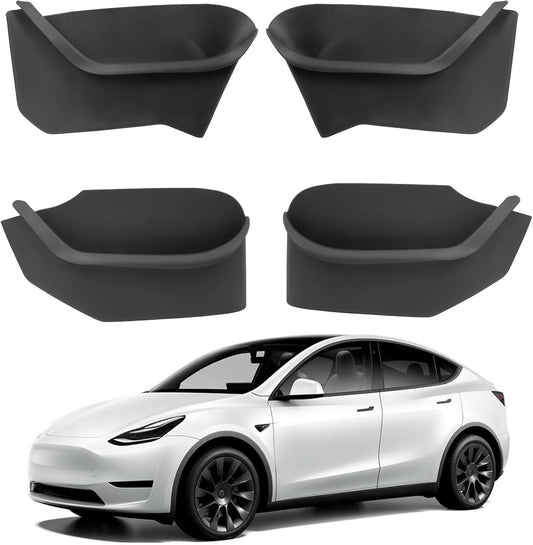 New Door Side Storage Box for Tesla Model Y 4 PCS Full-Cover Front and Rear Door Tray Organizer for Model Y TPE Door Slot Tray Mats Interior Accessories Compatible with Model Y 2024-2020