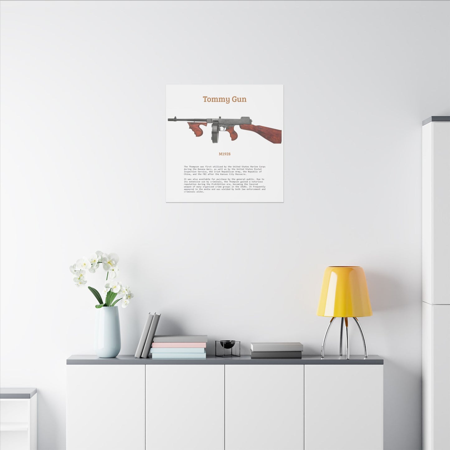Thompson submachine gun TOMMY GUN M1928 Matte Canvas, Stretched, 0.75" (Multi-Size)