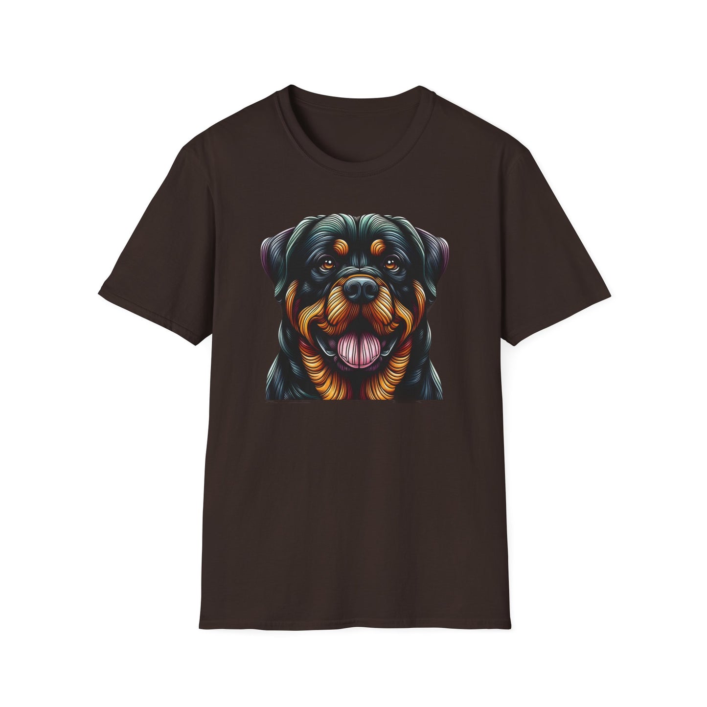 Rottweiler Animal Stained Glass Design Unisex Softstyle T-Shirt