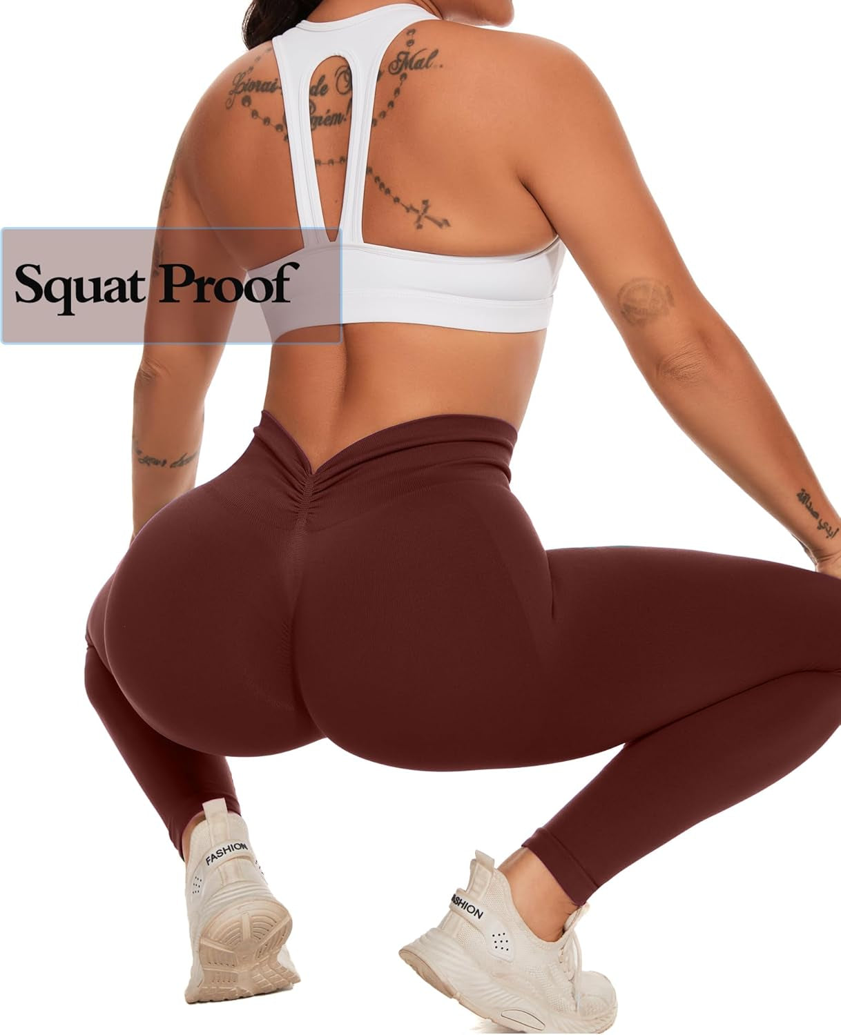 V Back Scrunch Butt Leggings for Women Butt Lifting Workout Leggings High Waisted Yoga Pants Booty Gym Tights