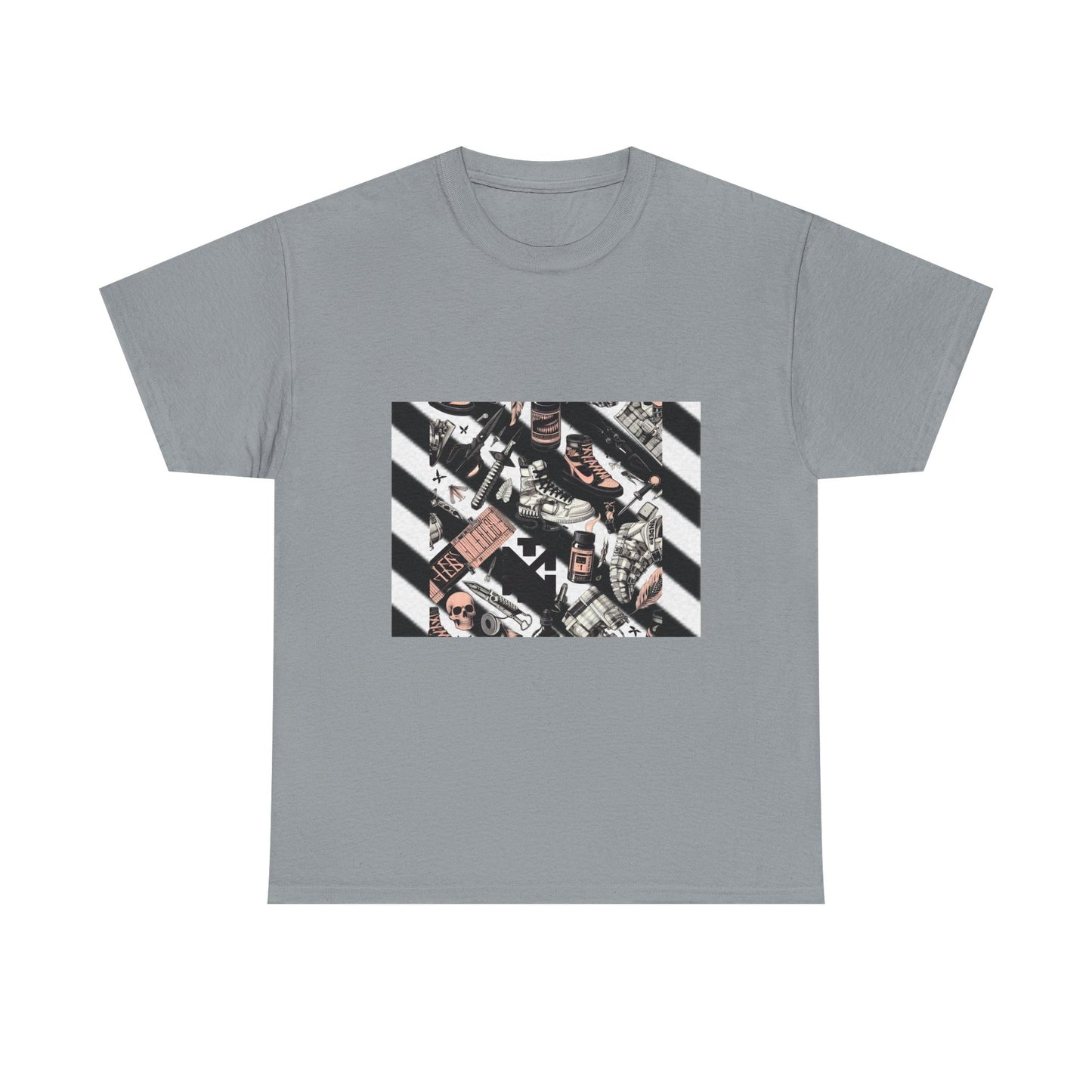 Graphic Unisex Heavy Cotton Tee - Urban Streetwear Vibe Off-White Inspired