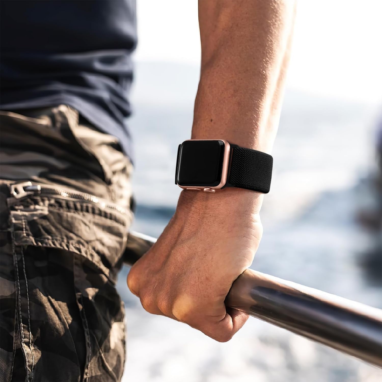 Braided Band Compatible with Apple Watch Series 9 8 7 45Mm 41Mm Ultra 2 Band 49Mm Series 6 5 4 SE 44Mm 40Mm Series 3 2 1 38Mm 42Mm Men Iwatch Bands Womens Stretchy Nylon Solo Loop Sport Strap