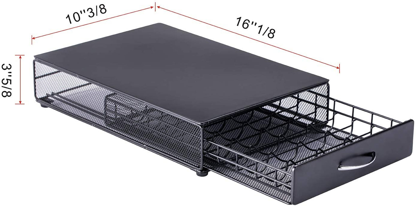 Vertuo Pod Holder Storage Drawer for Nespresso Vertuo Capsule Organizer Drawer Tray with Mesh Shelves for Nespresso Vertuo Holder Black Metal (40 Pods Capacity)