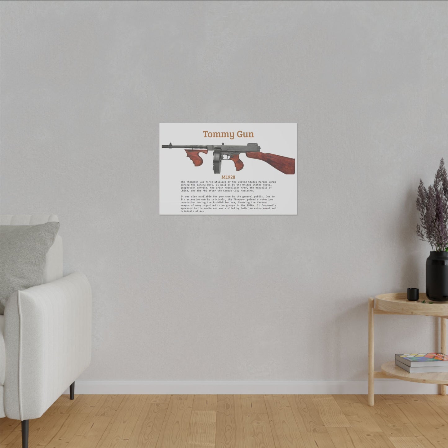 Thompson submachine gun TOMMY GUN M1928 Matte Canvas, Stretched, 0.75" (Multi-Size)