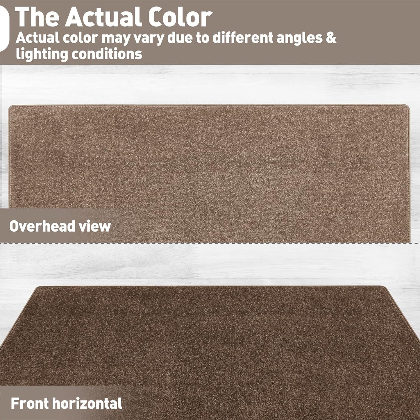 Carpet Stair Tread Landing Mat Tape Free Self Adhesive Non Slip Skid Resistant Indoor Doormat Area Rug Floor Mat for Kitchen Bathroom Workstations Washable 2' X 3' (Camel Brown)