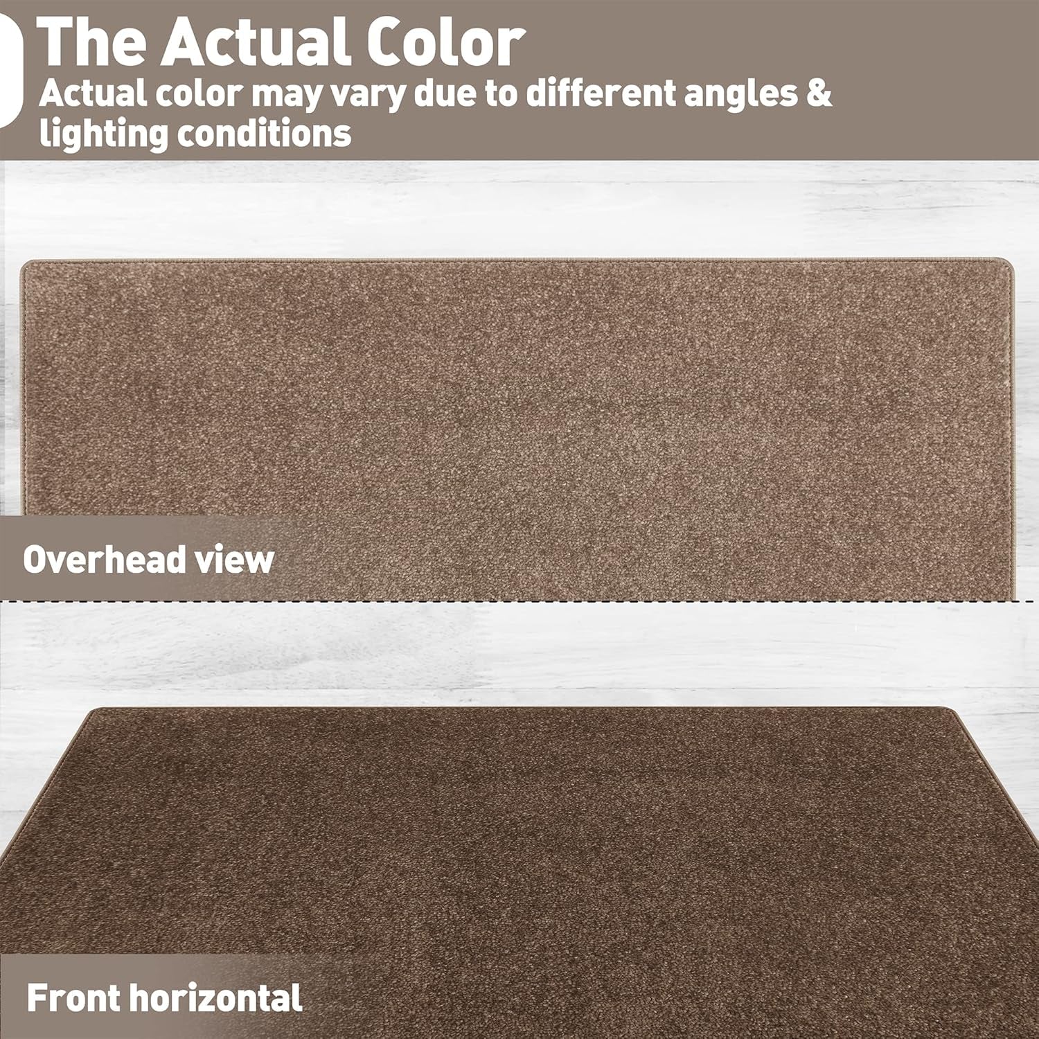 Carpet Stair Tread Landing Mat Tape Free Self Adhesive Non Slip Skid Resistant Indoor Doormat Area Rug Floor Mat for Kitchen Bathroom Workstations Washable 2' X 3' (Camel Brown)