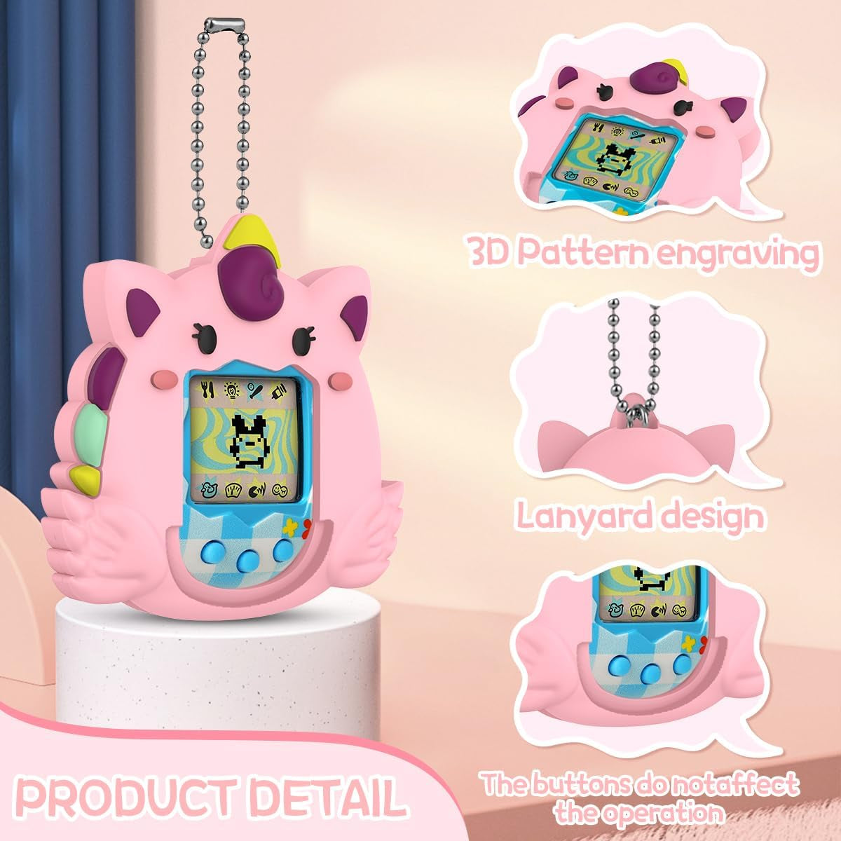 Silicone Case Compatible with Tamagotchi Original Virtual Pet Game Machine, Pink Anime Cute Cartoon Virtual Pet Game Machine Protector Cover for Tamagotchi Original Accessories ZOUSA