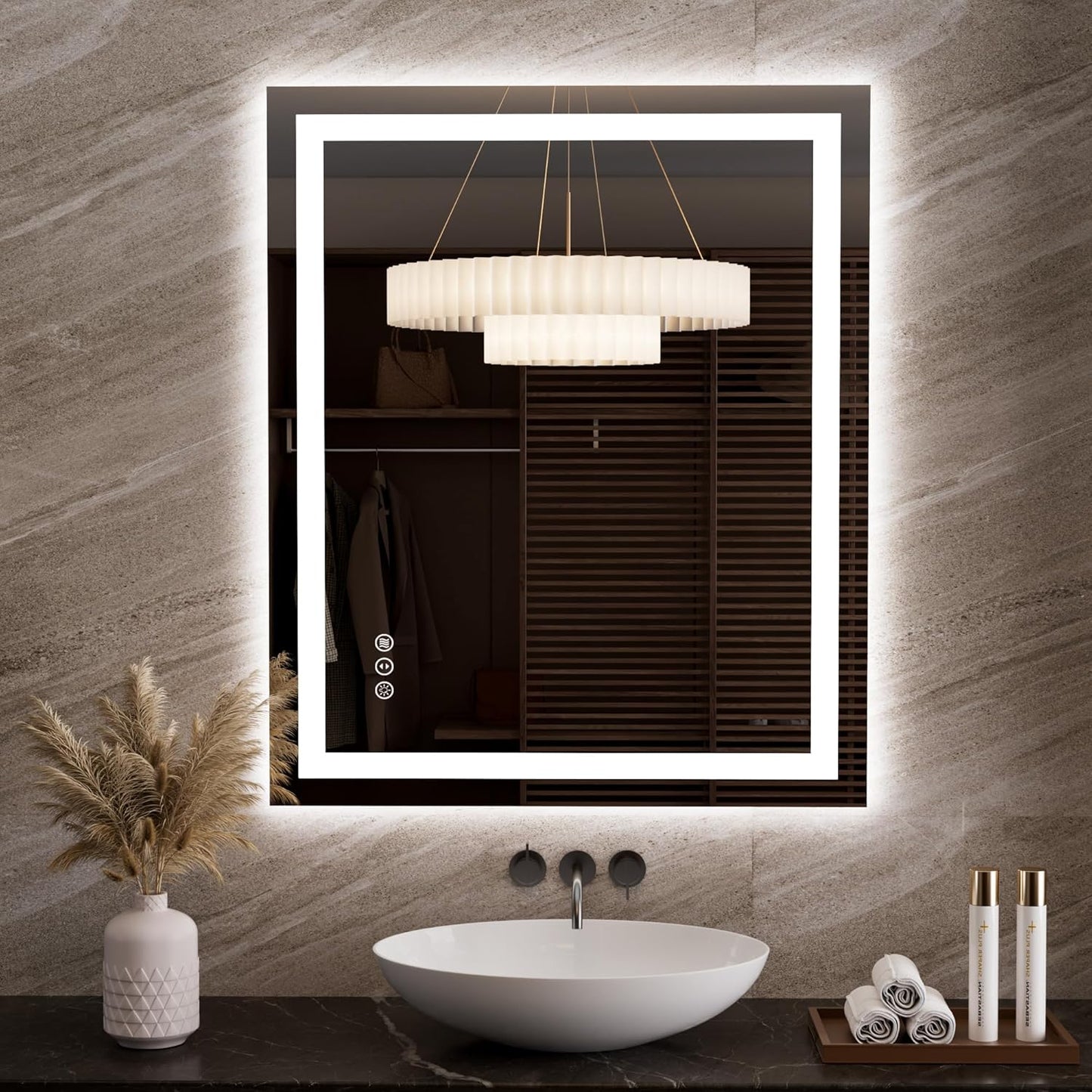 60”X30“ RGB LED Bathroom Mirror with Lights for Bathroom, Anti-Fog, Dimmable，Multiple Light Modes, RGB Backlit + Front Light, Memory Function, Tempered Glass