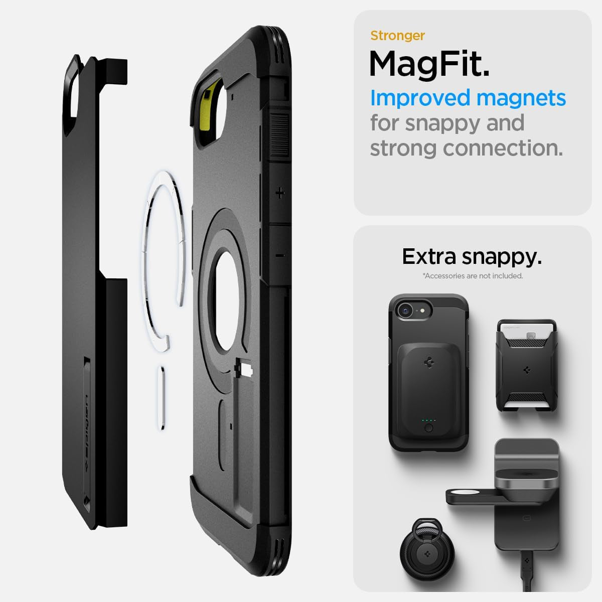 for Iphone 16E Case, Tough Armor (Ai) Magfit [Compatible with Magsafe Accessories] [Kickstand] [Military-Grade Protection] - Black