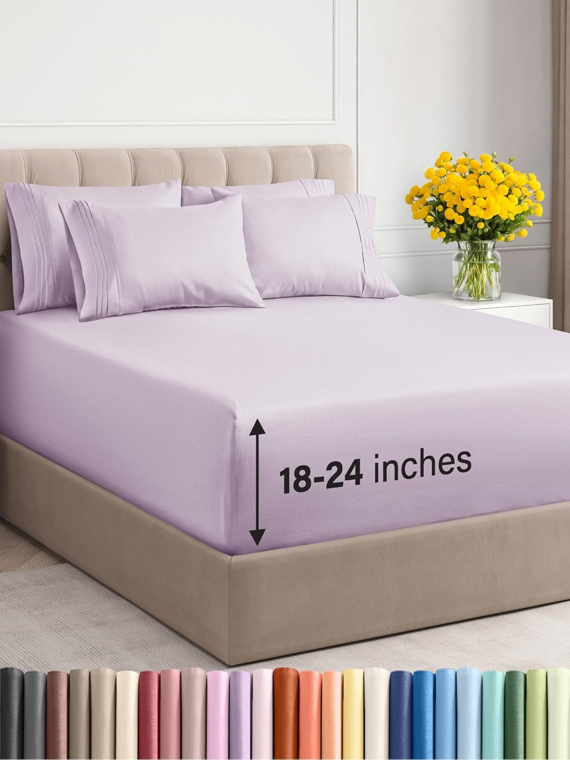 Extra Deep King Sheet Set - 6 Piece Breathable & Cooling Sheets - Hotel Luxury Bedding Set 18-24 Inch Extra Deep Pockets - Easy & Secure Fit - Super Soft, Wrinkle Free & Comfy - Navy Blue, King Size