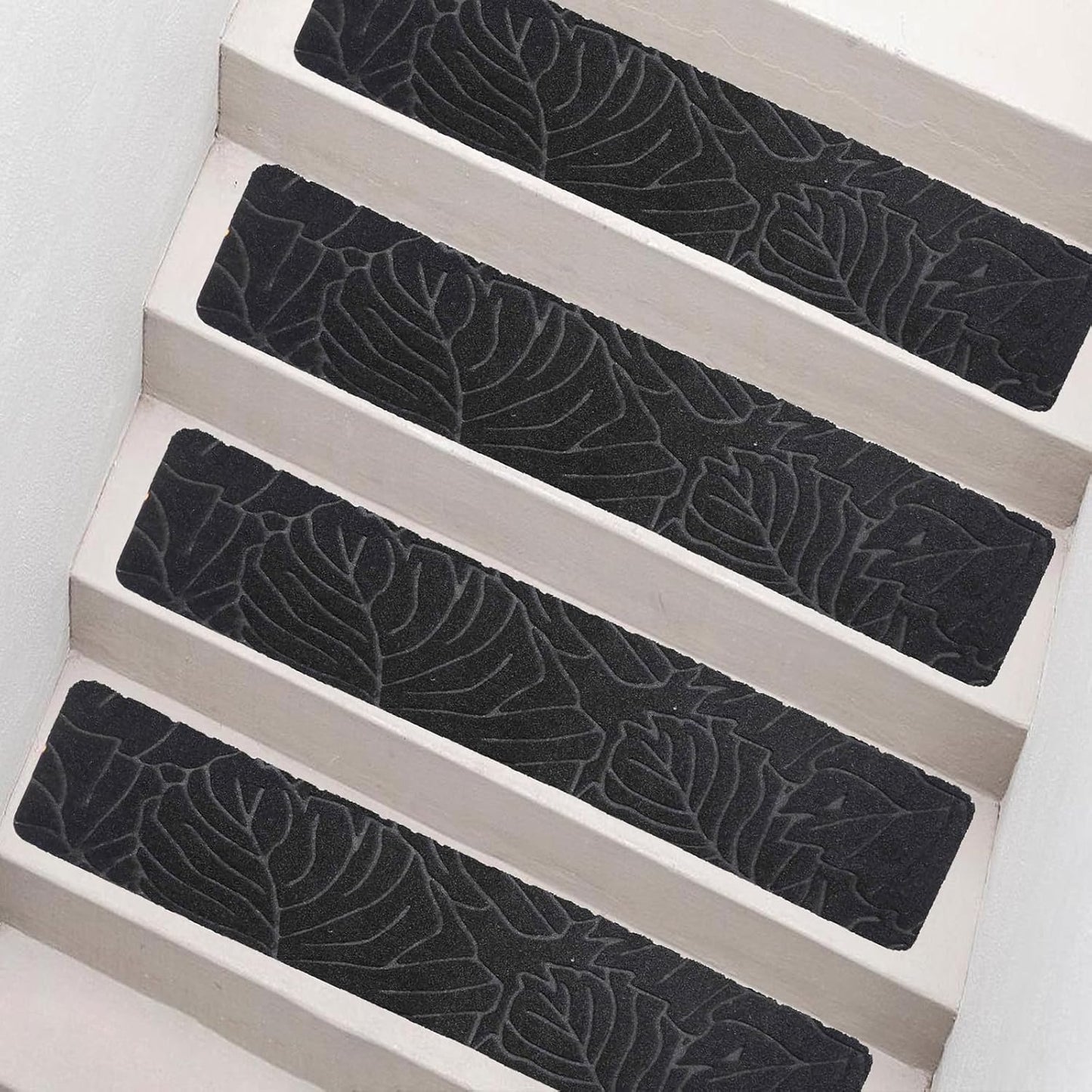 Stair Treads for Wooden Steps, 8" X 30" Non Slip Carpet Stair Treads Set of 15 Indoor Carpet Mat Stair Runners Stair Rugs for Kids Elders and Pets with Reusable Adhesive, Black